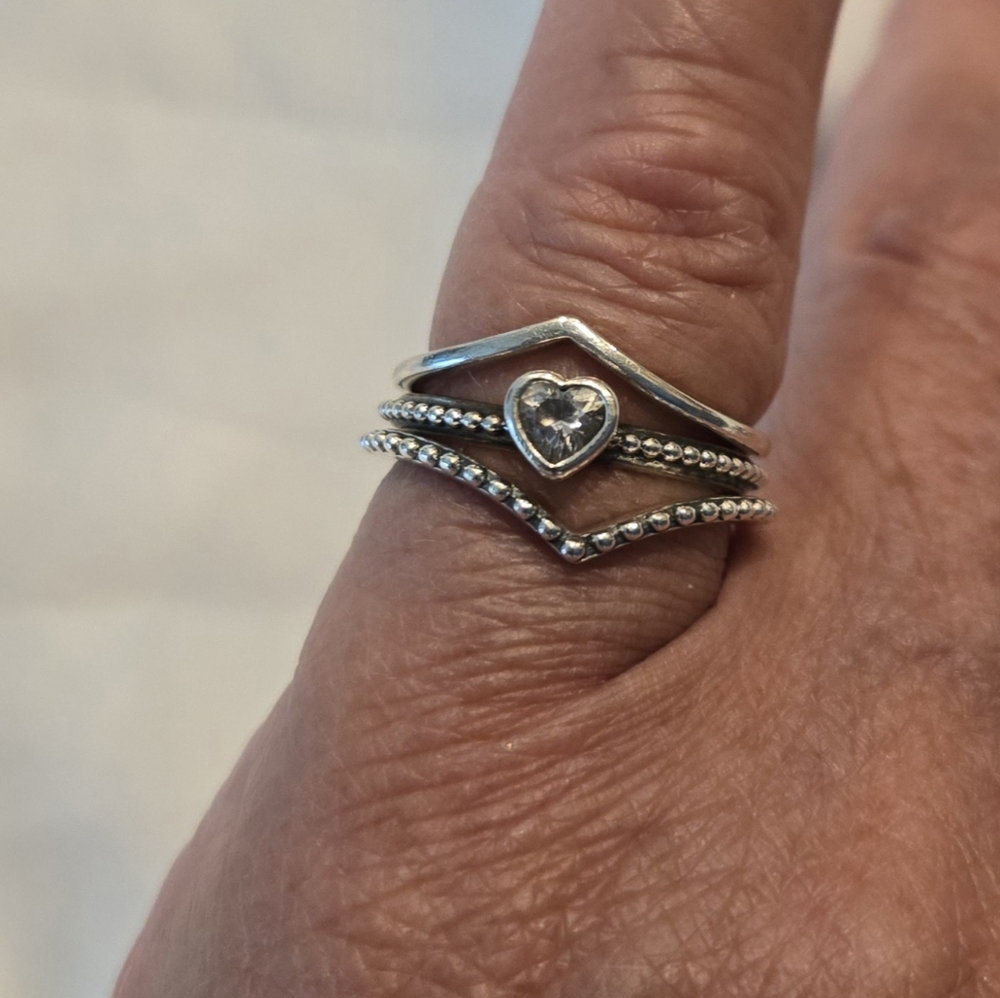 Sterling Silver Pandora Stacking Rings - Picture 3 of 4